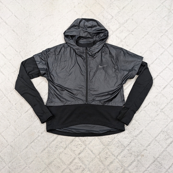 Nike Jacket Women's S Black Run Therma Sphere Element 2 in 1 Top Hood Packable  - Picture 1 of 12